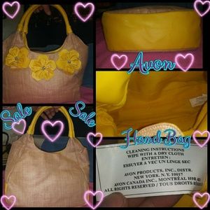 Avon Tan & Yellow flowered purse